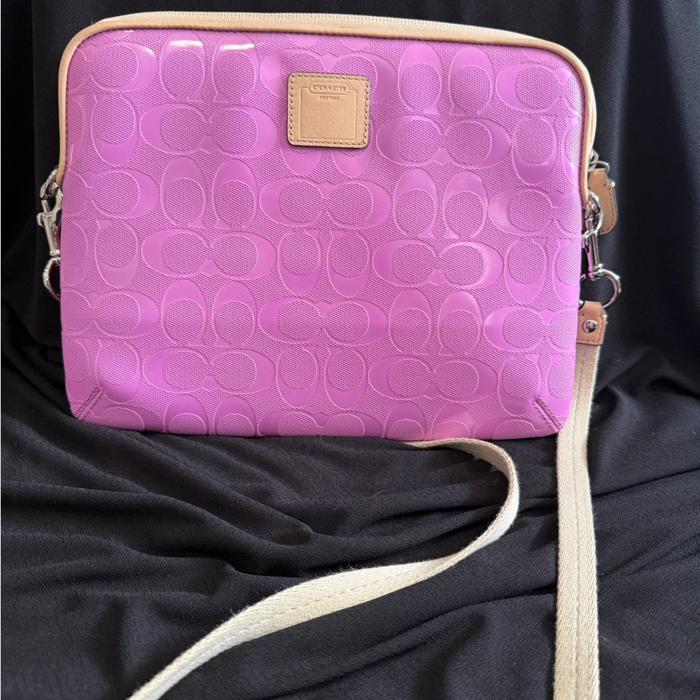 Coach Light Pink Embossed Crossbody IPad Bag